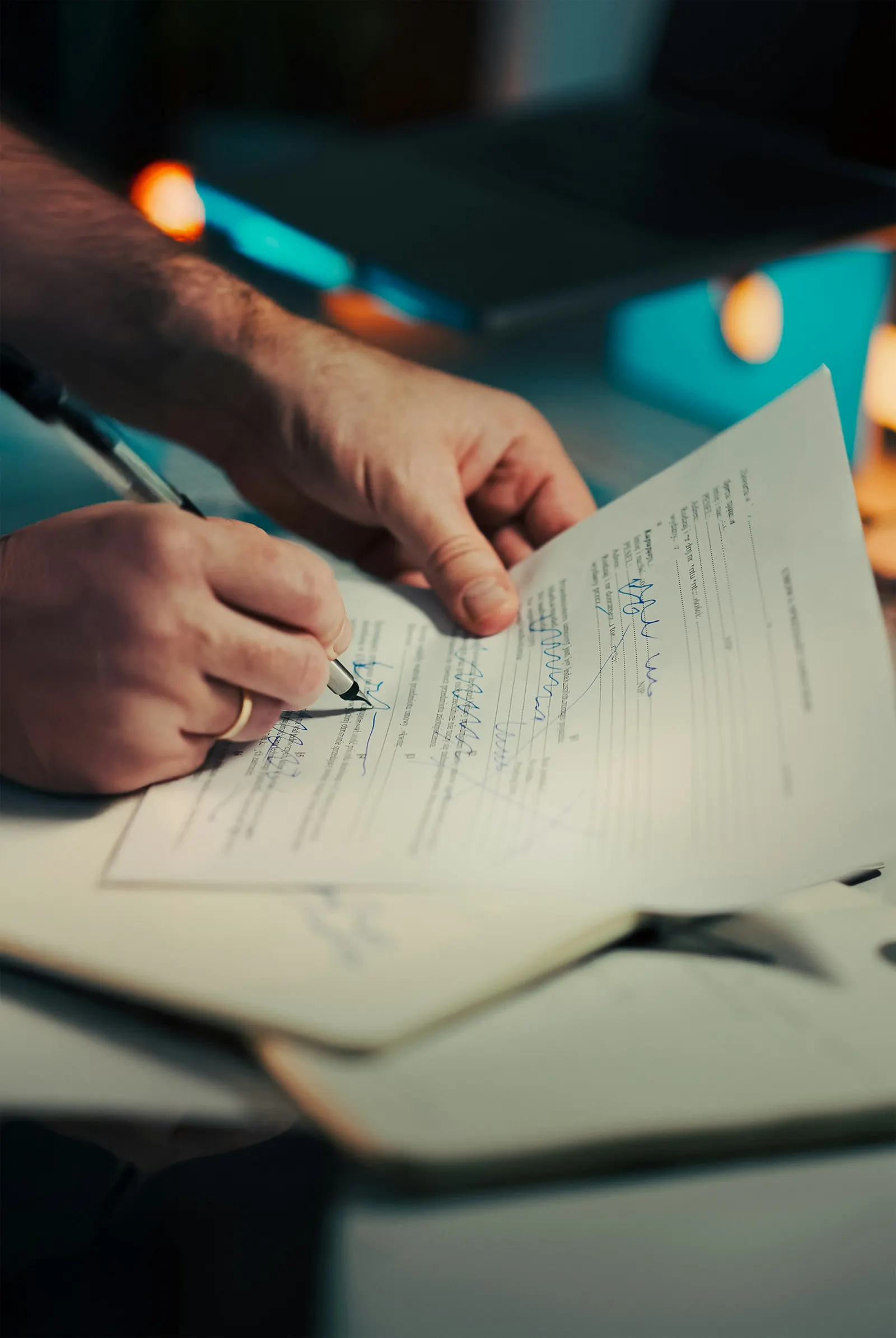 Hand signing a Whetzel CPA engagement letter